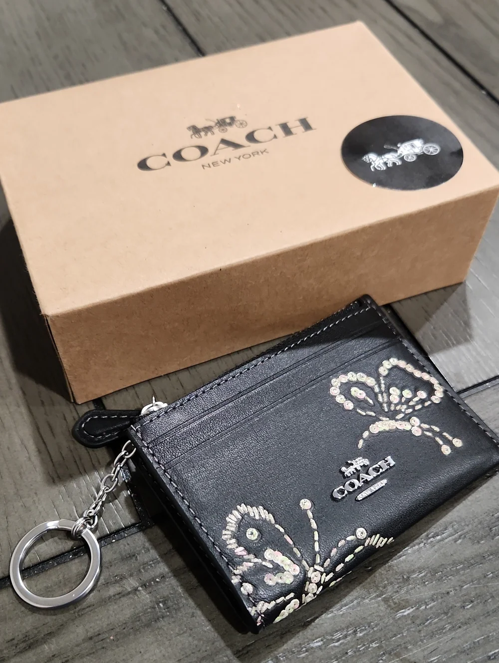 New Coach Black Butterfly Card Holder